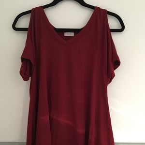 Red bare shoulder top